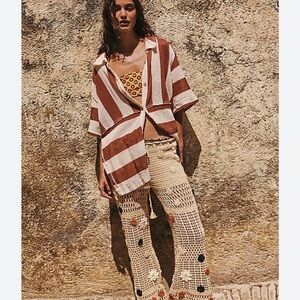 Free People Cactus Flower Crochet flower pants